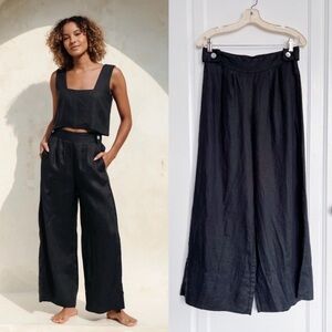 Free Label Black Wide Leg Linen Monaco Pants XS